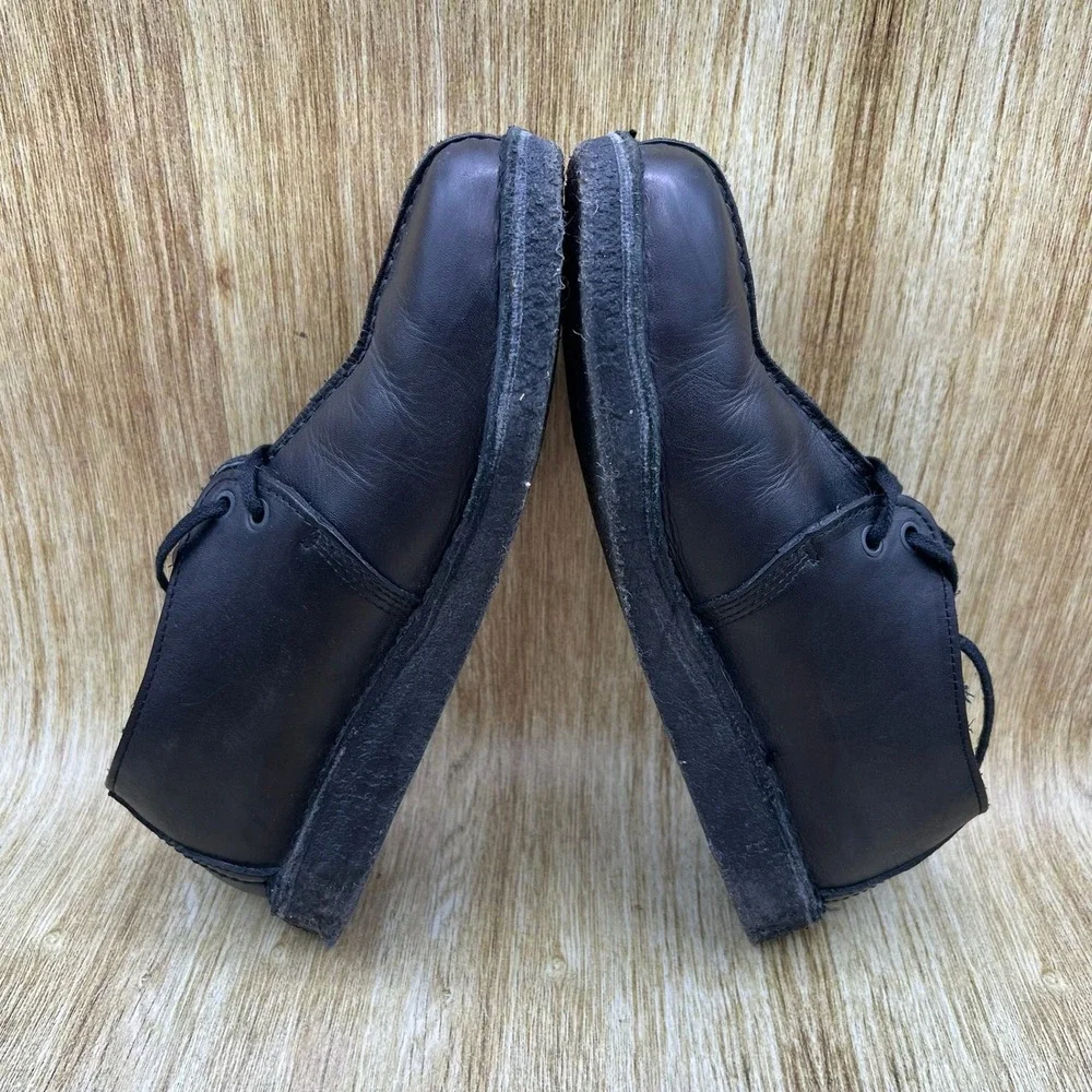 Clarks Desert Trek Shoes Men's Size 8.5 Black Leather Center Seam Oxford 36441